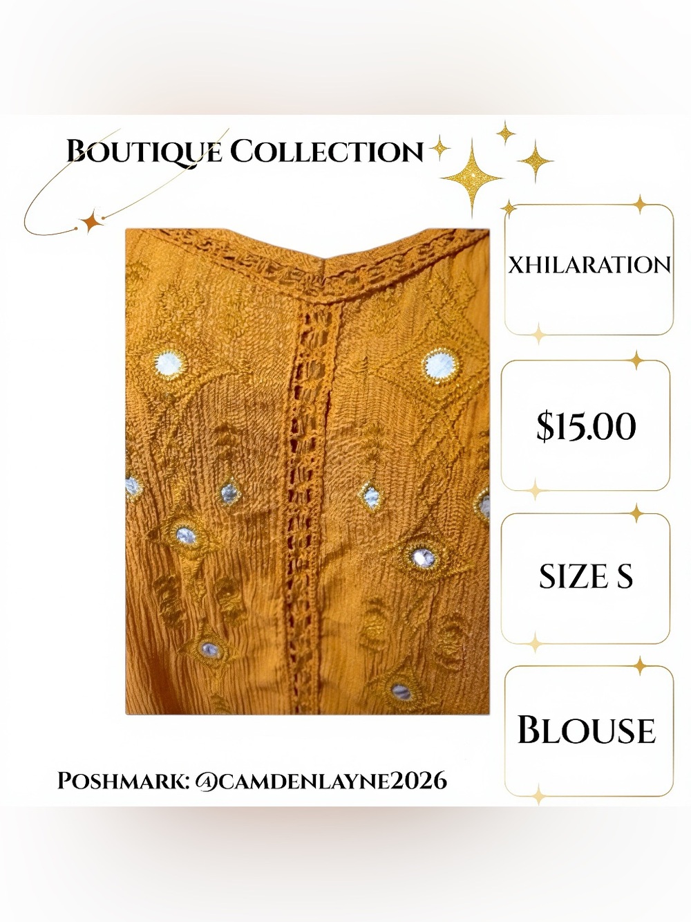 Mustard Bohemian Linen Cami Blouse - Picture 6 of 8